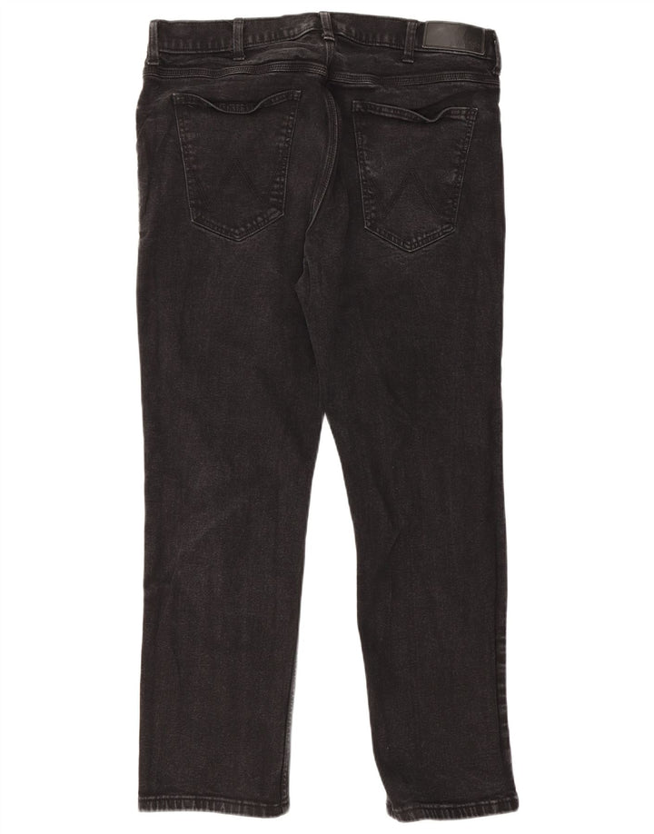 Jeans dritti regolari da uomo Wrangler W38 L30 cotone nero