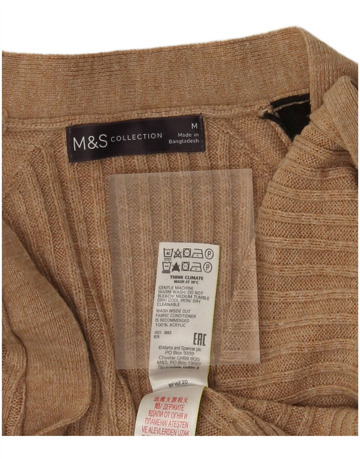 Maglione cardigan aperto da donna Marks & Spencer UK 12 Blocco colore beige medio