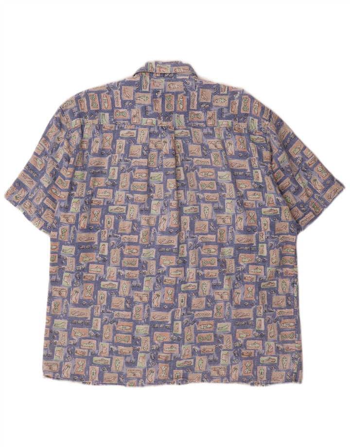 Camicia a maniche corte da uomo HATICO grande blu geometrica