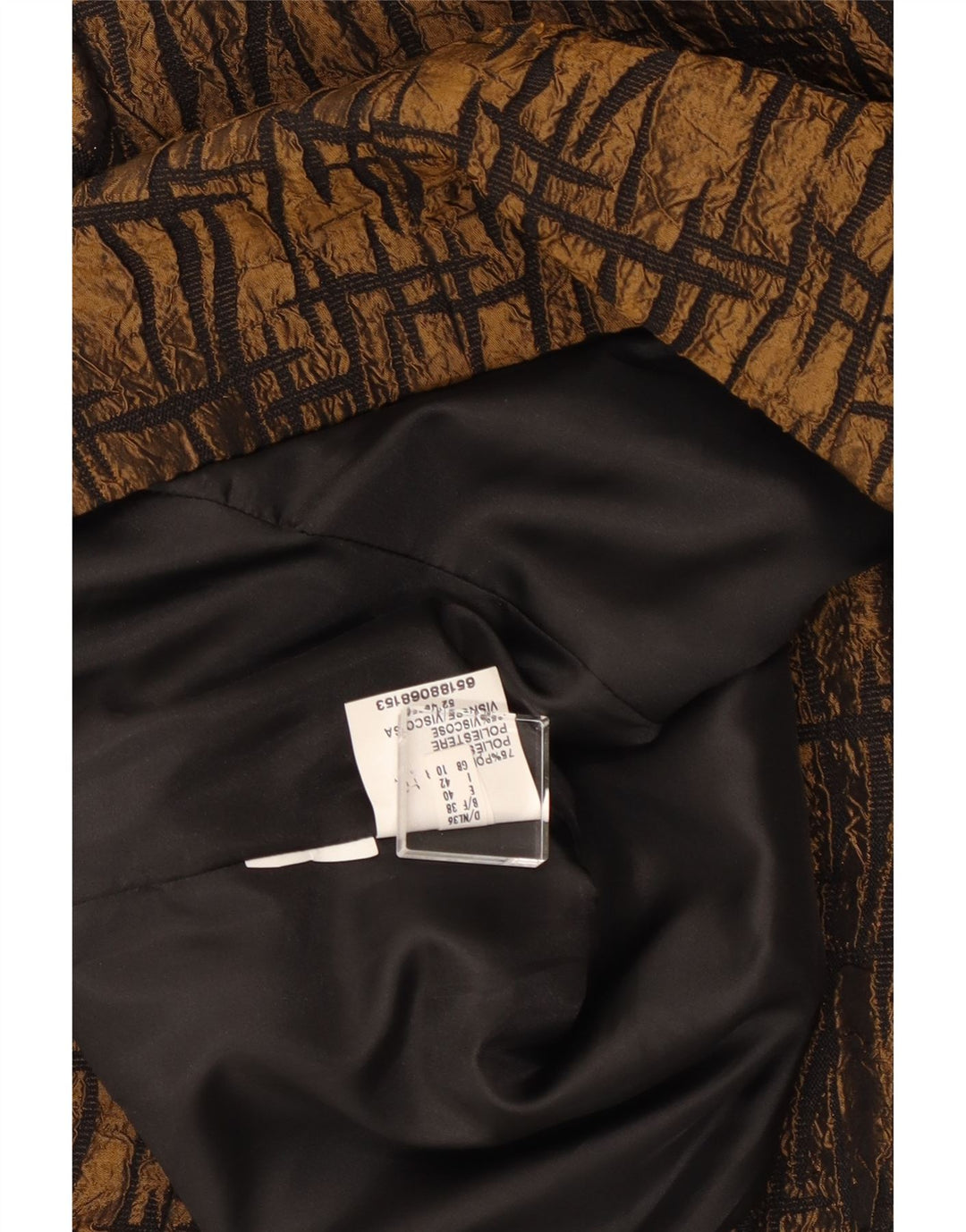 Giacca blazer da donna con maniche a 3/4 VINTAGE UK 10 piccola marrone geometrica