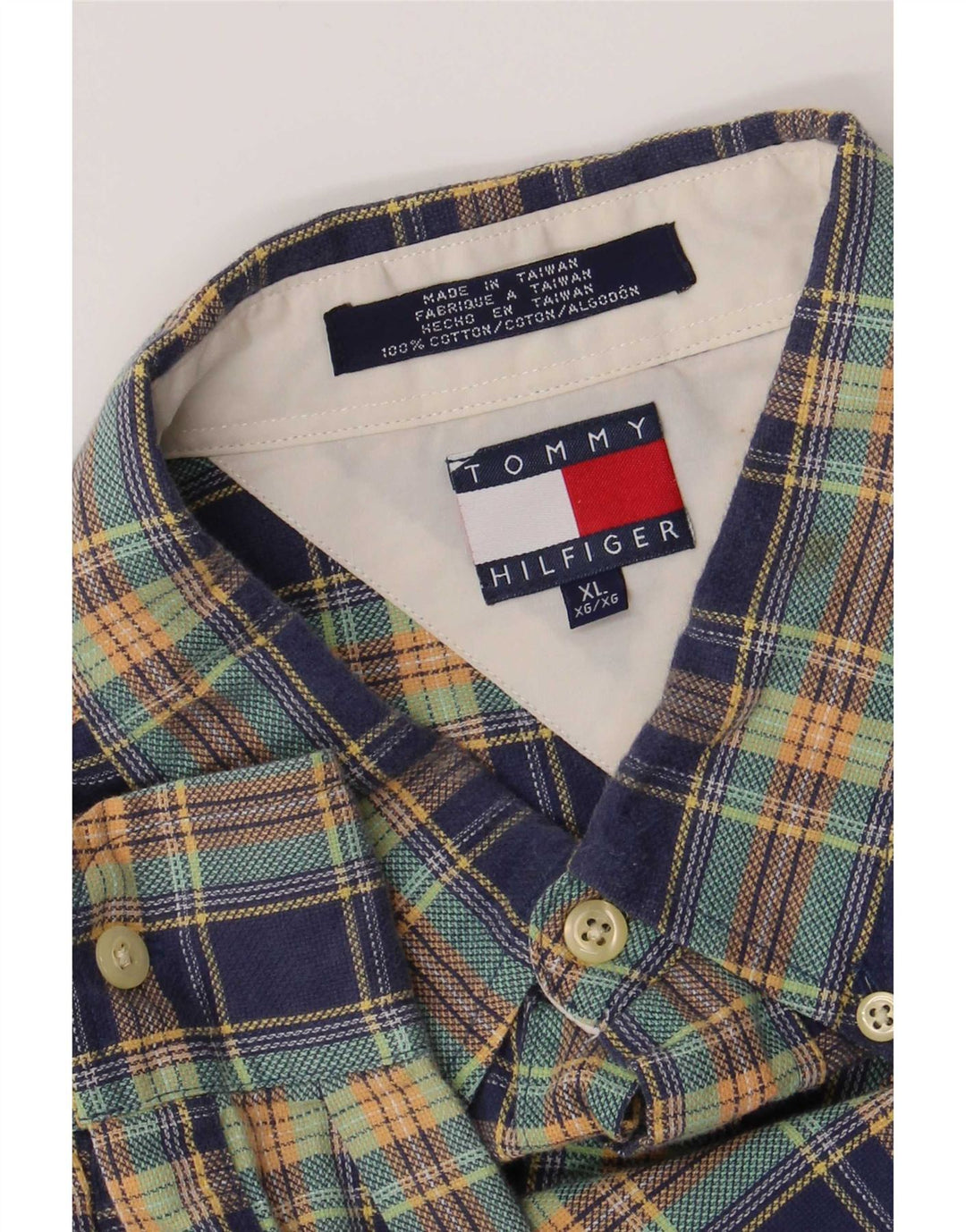 Camicia da uomo Tommy Hilfiger XL in cotone a quadri blu