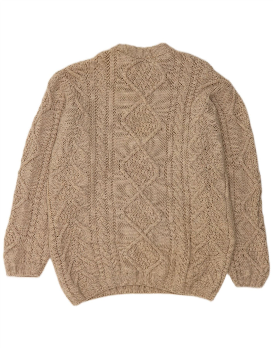Maglione maglione girocollo da uomo Marks & Spencer in lana vergine beige medio