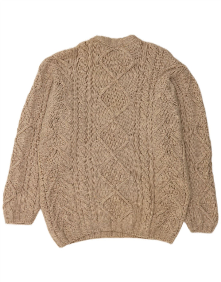Maglione maglione girocollo da uomo Marks & Spencer in lana vergine beige medio