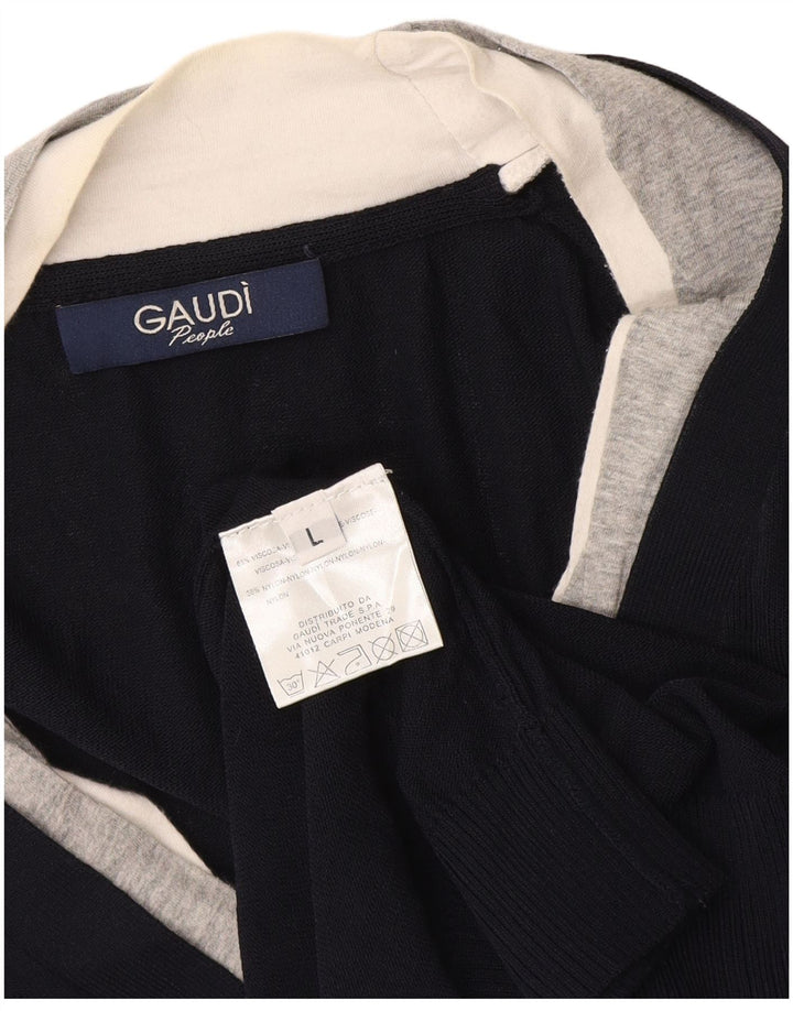 Maglione cardigan da uomo Gaudi grande in viscosa color block blu navy