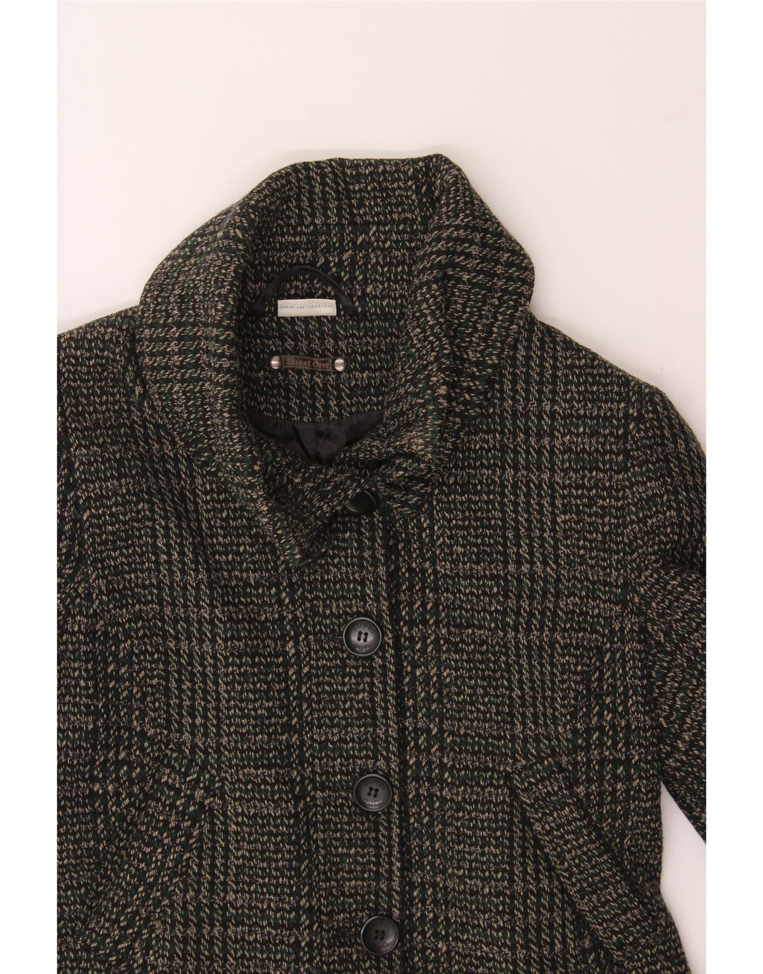 STREET ONE Womens Overcoat UK 14 Medium Black Check Acrylic Vintage Street One and Second-Hand Street One from Messina Hembry 