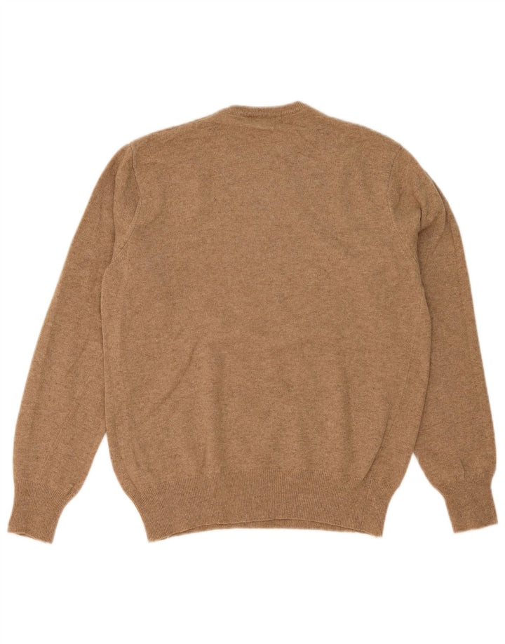Maglione maglione girocollo da uomo Kappa piccolo marrone in lana d'agnello