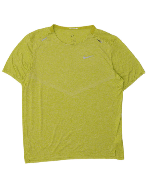 T-shirt da running Nike da uomo, top sportivo in poliestere verde medio