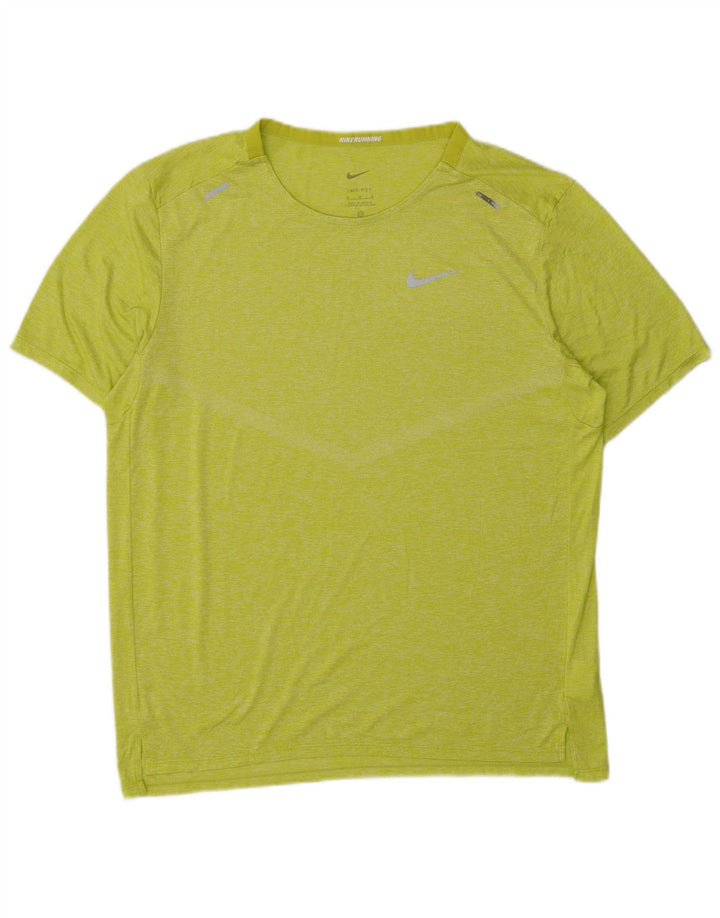 T-shirt da running Nike da uomo, top sportivo in poliestere verde medio