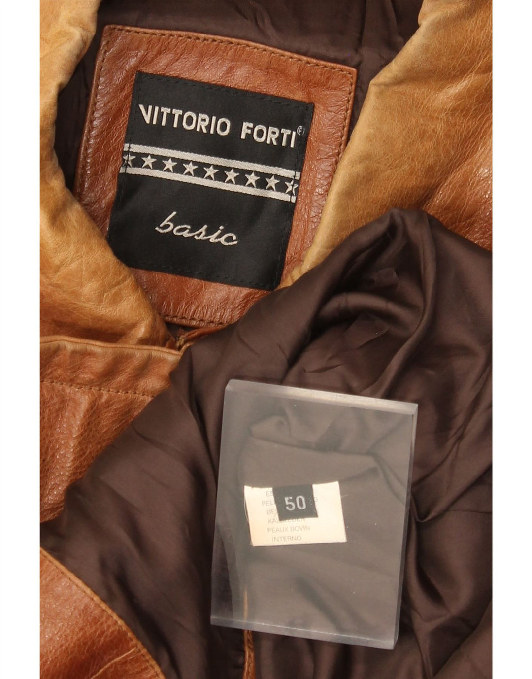 Vittorio Forti Giacca in Pelle Basic da Uomo IT 50 Large in Pelle Marrone
