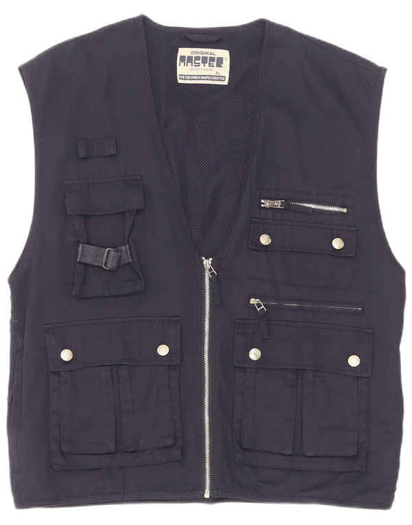 Gilet utility da uomo Master UK 42 XL poliestere blu navy