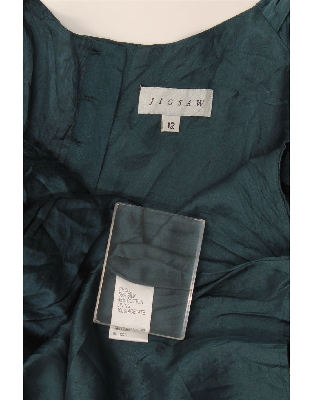 Abito impero senza maniche da donna Jigsaw UK 12 Seta verde medio