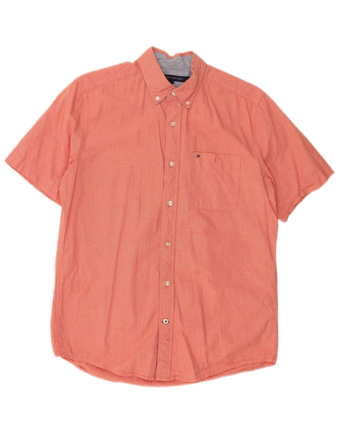 Camicia da uomo a maniche corte classica Tommy Hilfiger piccola pied de poule rossa