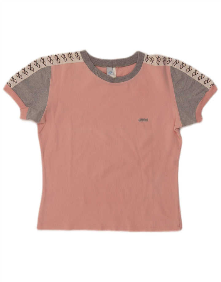 ARENA T-shirt corta con grafica da donna UK 14 Cotone color block rosa medio