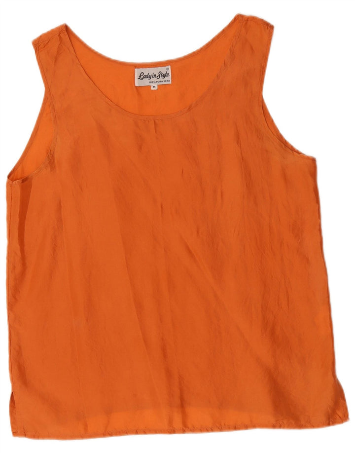 Canotta vintage da donna UK 14 seta arancione media