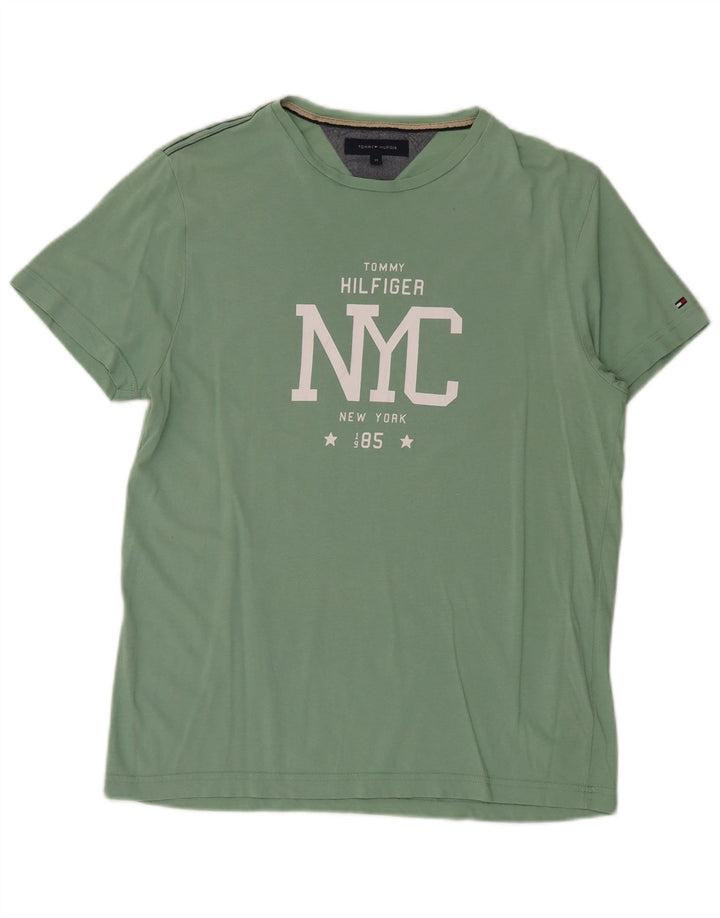 T-shirt grafica da uomo Tommy Hilfiger Top in cotone verde medio
