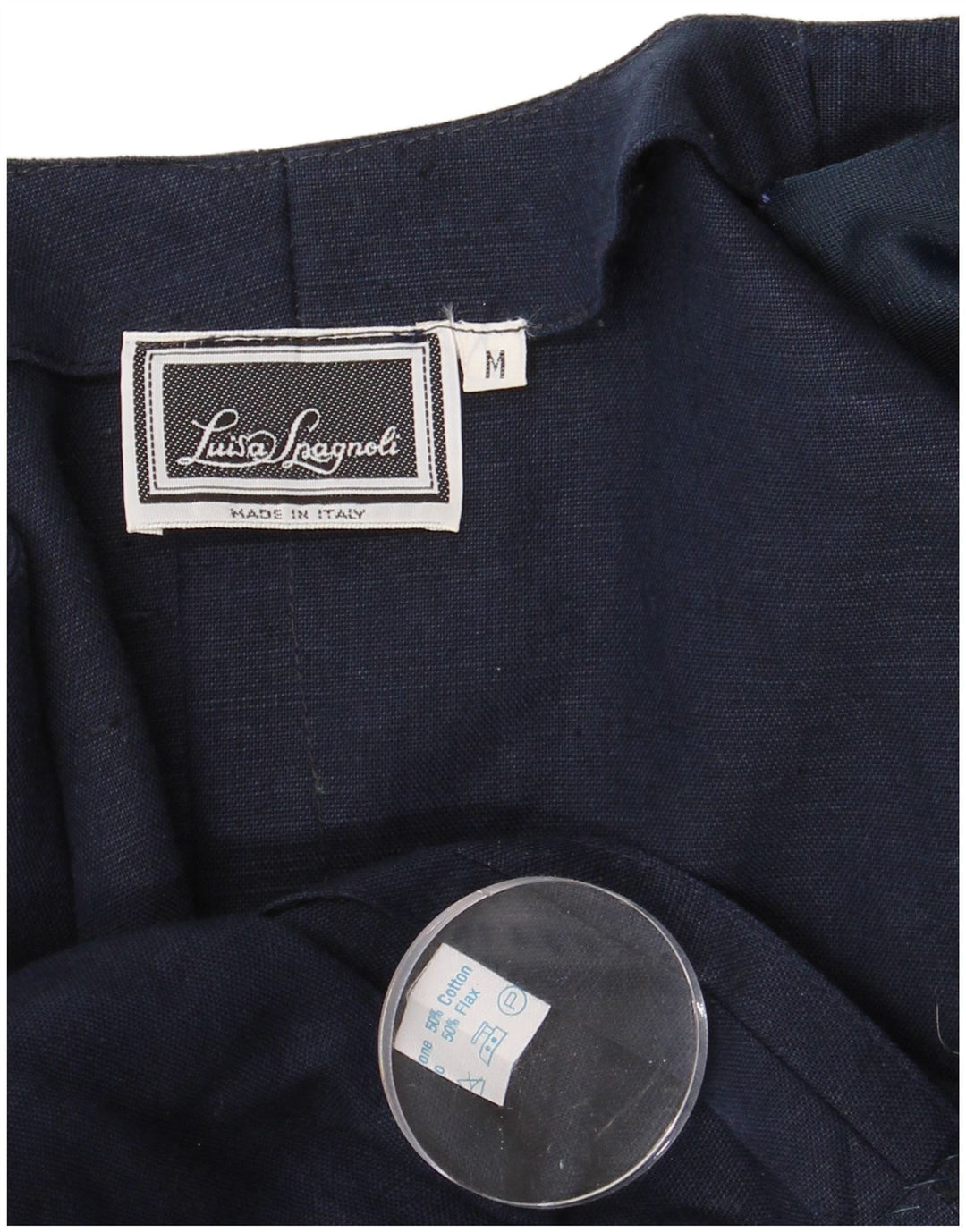 Luisa Spagnoli Top Bolero a maniche corte da donna UK 12 Medio Blu Navy Cotone