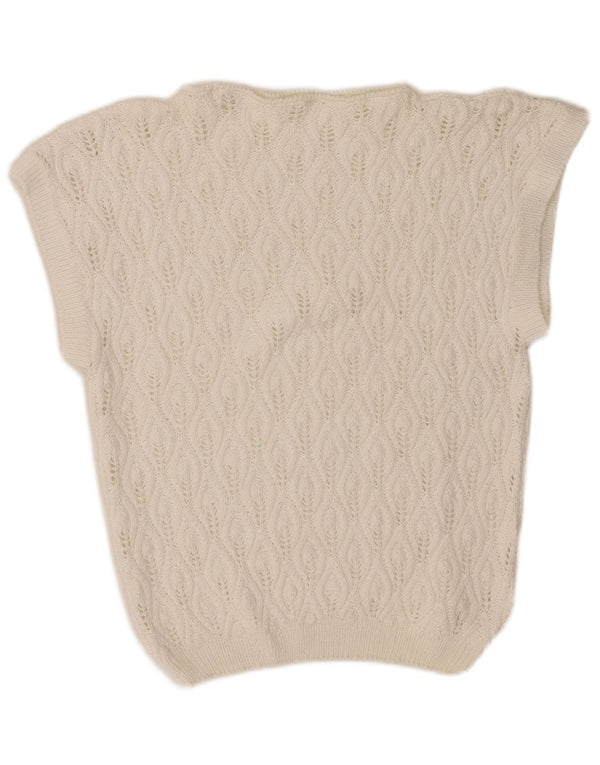 Canottiera vintage da donna UK 10 piccola bianca