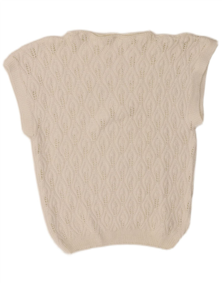 Canottiera vintage da donna UK 10 piccola bianca