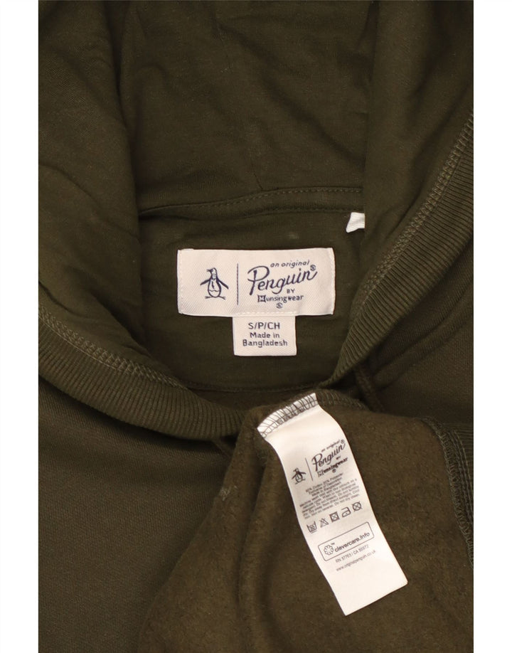 PENGUIN Felpa con cappuccio e zip da uomo piccola in cotone kaki