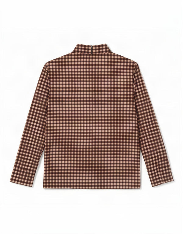 Camicetta a maniche lunghe da donna Cos UK 12 Cotone a quadretti marrone medio