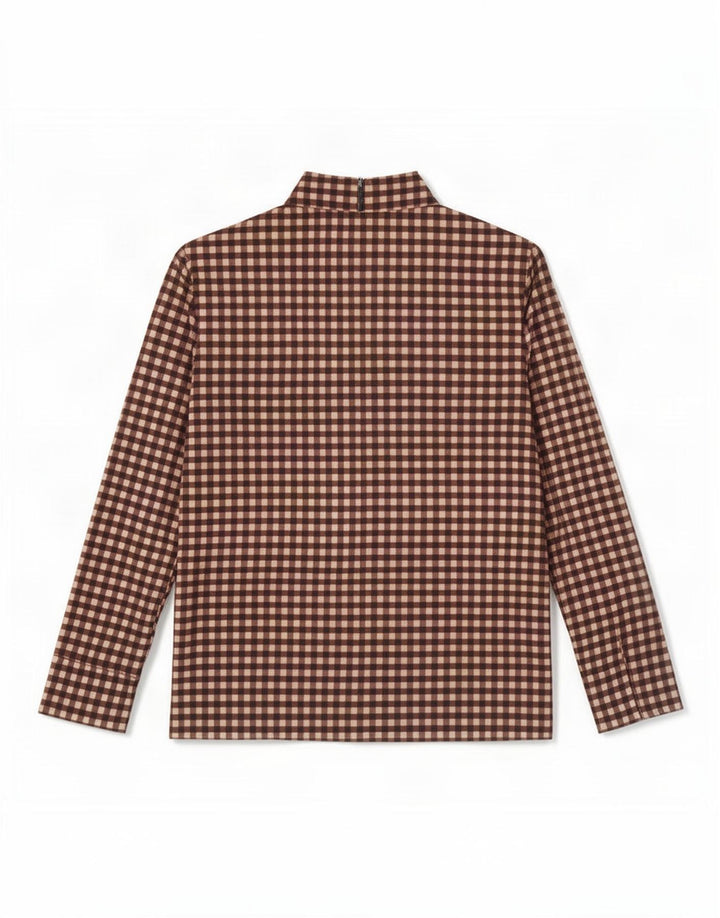 Camicetta a maniche lunghe da donna Cos UK 12 Cotone a quadretti marrone medio