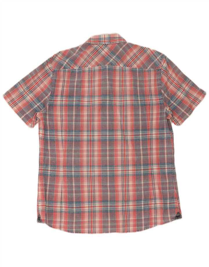 Camicia Guess da uomo a maniche corte XL in cotone scozzese multicolore