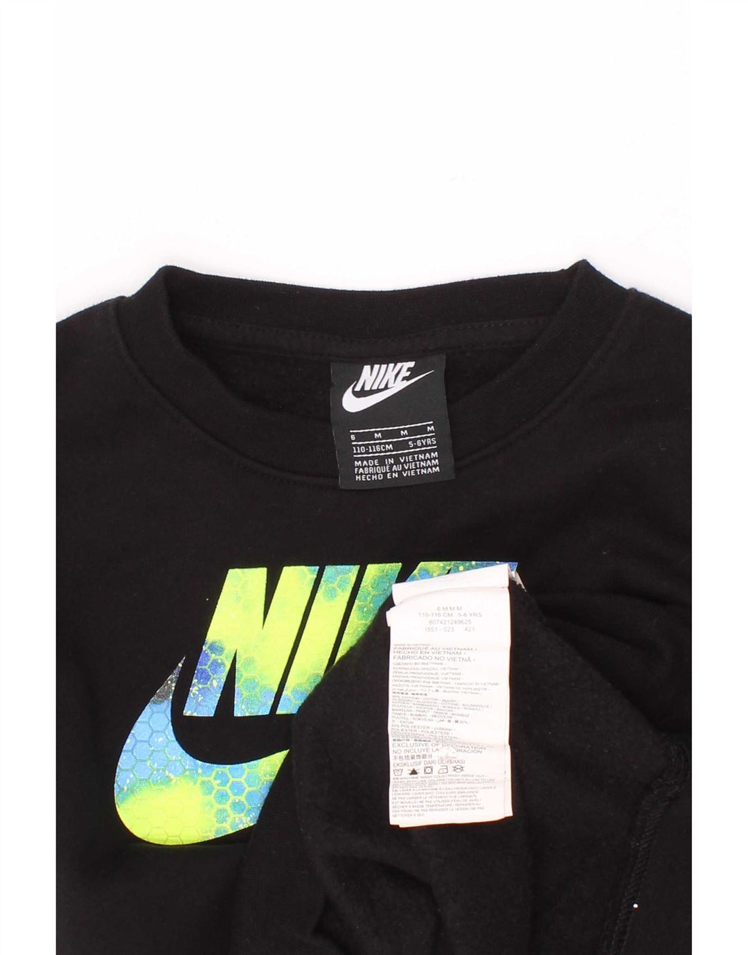 Felpa con grafica Nike per ragazzi, 5-6 anni, cotone nero medio