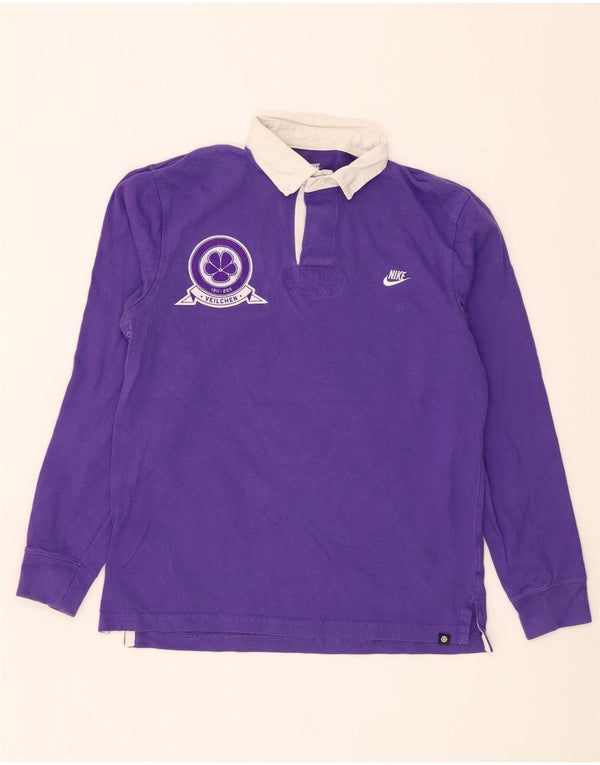 Polo da rugby Nike da uomo con grafica a maniche lunghe, cotone viola medio