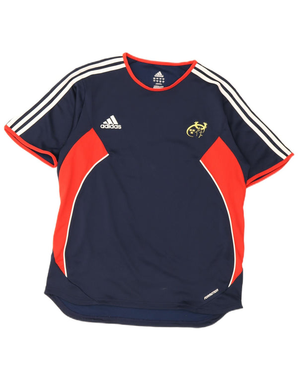 Maglietta da rugby Adidas Munster da uomo UK 44/46 Large Blu Navy Colourblock