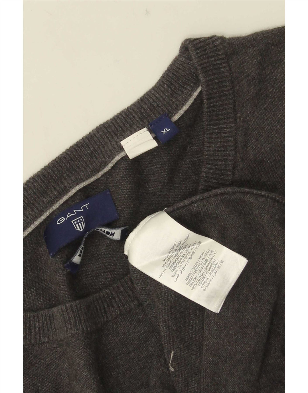 Maglione maglione girocollo da uomo Gant XL in cotone grigio