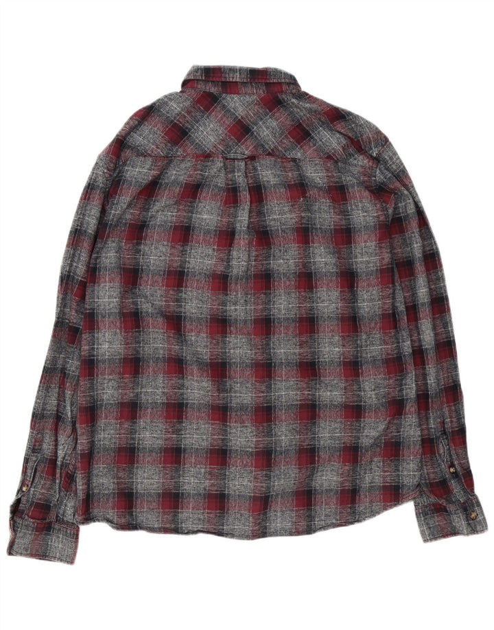 Camicia da uomo in flanella vestibilità sartoriale Marks & Spencer XL in cotone a quadri grigio
