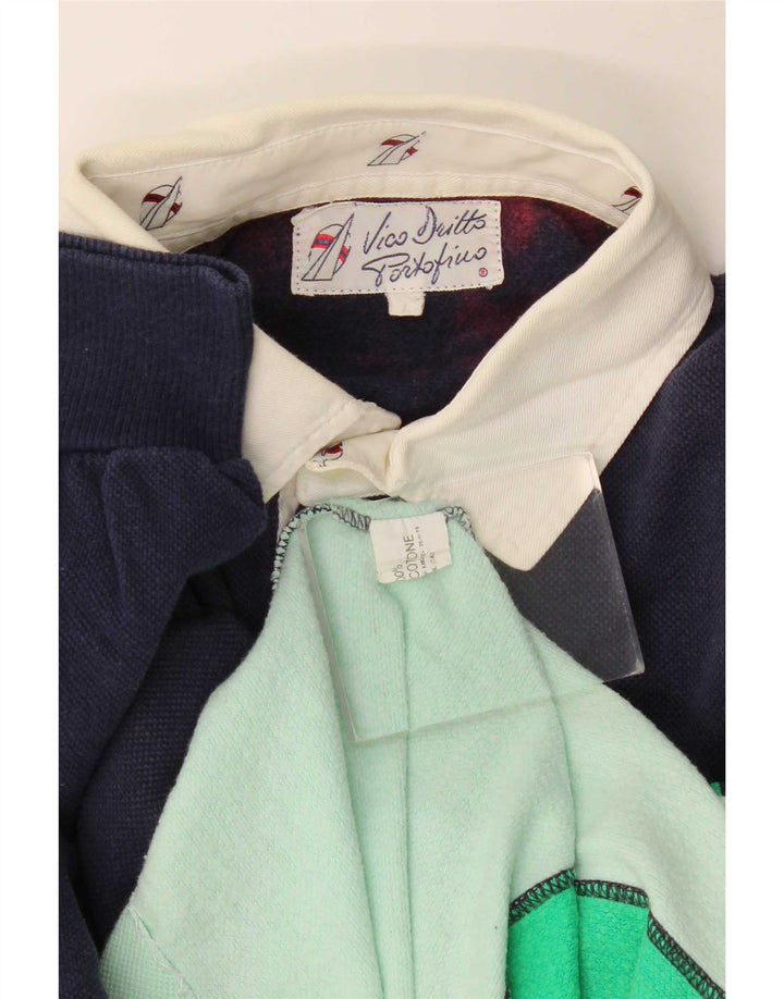 Felpa vintage da uomo con collo alto, maglione grande, multicolore, color block