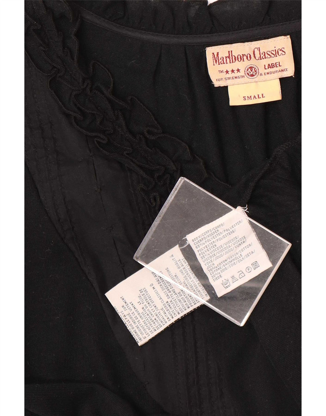 Abito a trapezio a maniche lunghe da donna Marlboro Classics UK 10 piccolo nero