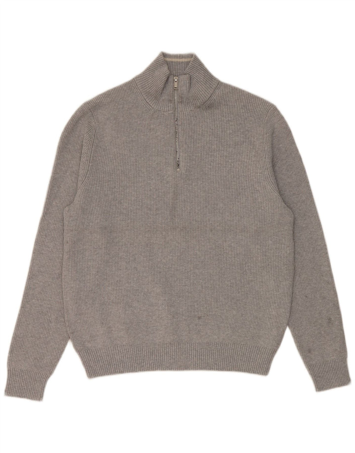 Maglione da uomo Marks & Spencer vestibilità regolare con zip e collo grande grigio