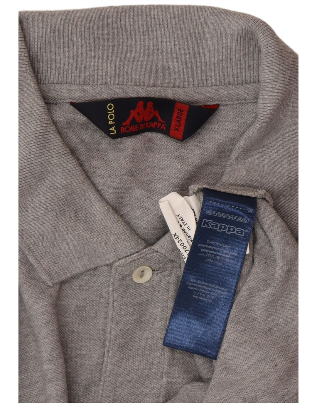 Polo Kappa Uomo Manica Lunga XL Cotone Grigio
