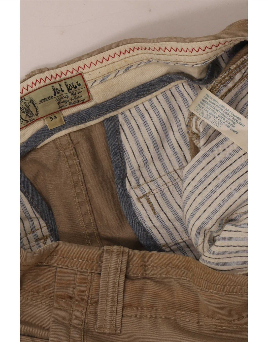 Pantaloncini chino da uomo Fat Face grandi W34 cotone beige