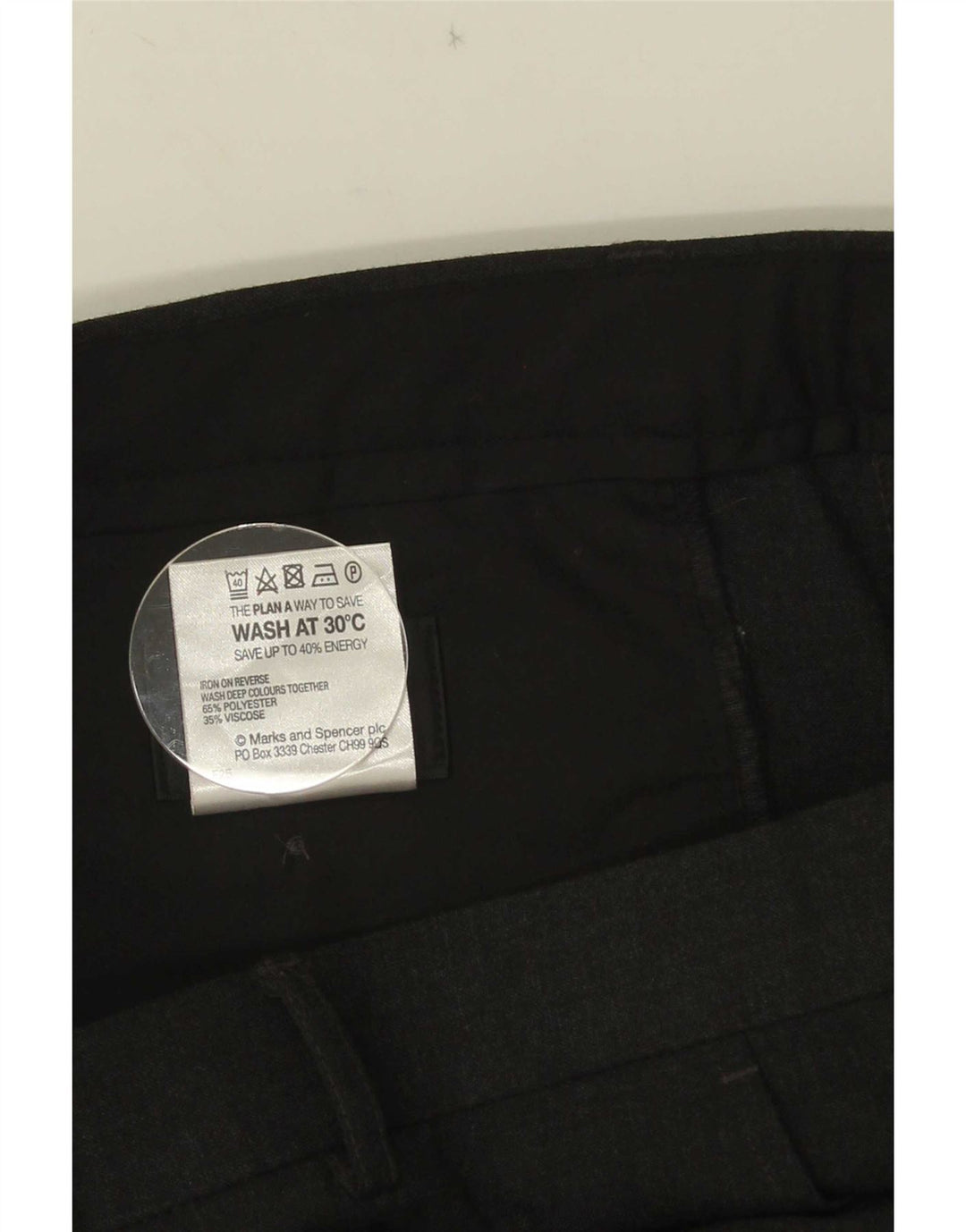 Pantaloni da abito con pegging da uomo Marks & Spencer W34 L31 poliestere grigio