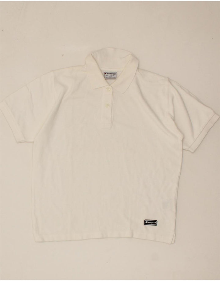 CHAMPION Womens Polo Shirt UK 14 Medium White Cotton Vintage Champion and Second-Hand Champion from Messina Hembry 