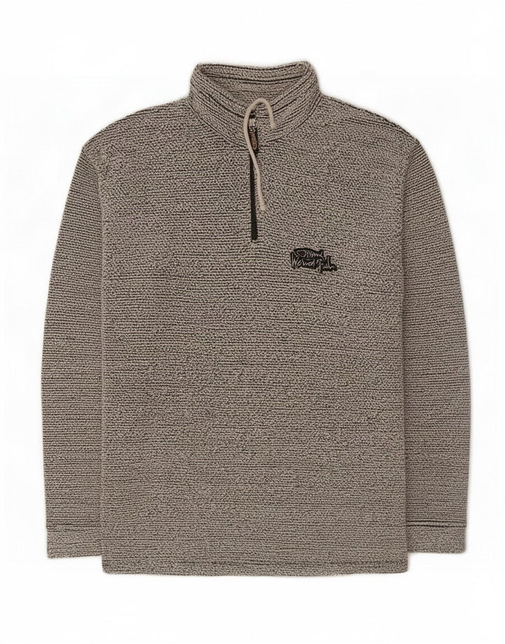 Felpa da uomo con collo con zip Weird Fish, maglione in cotone chiazzato grigio medio