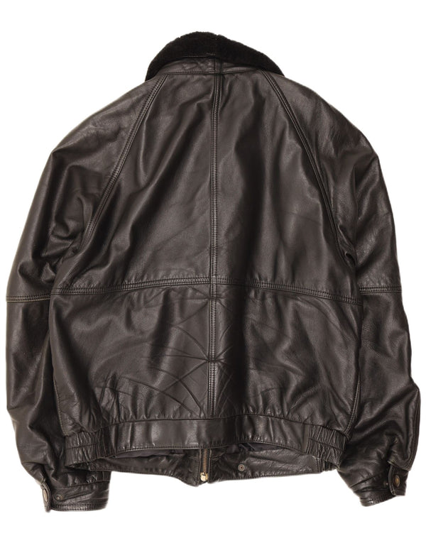 Giacca in pelle vintage da uomo IT 52 XL Nera