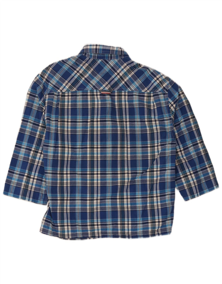 Tommy Hilfiger Camicia da uomo con vestibilità regolare e maniche a 3/4, piccolo scozzese blu
