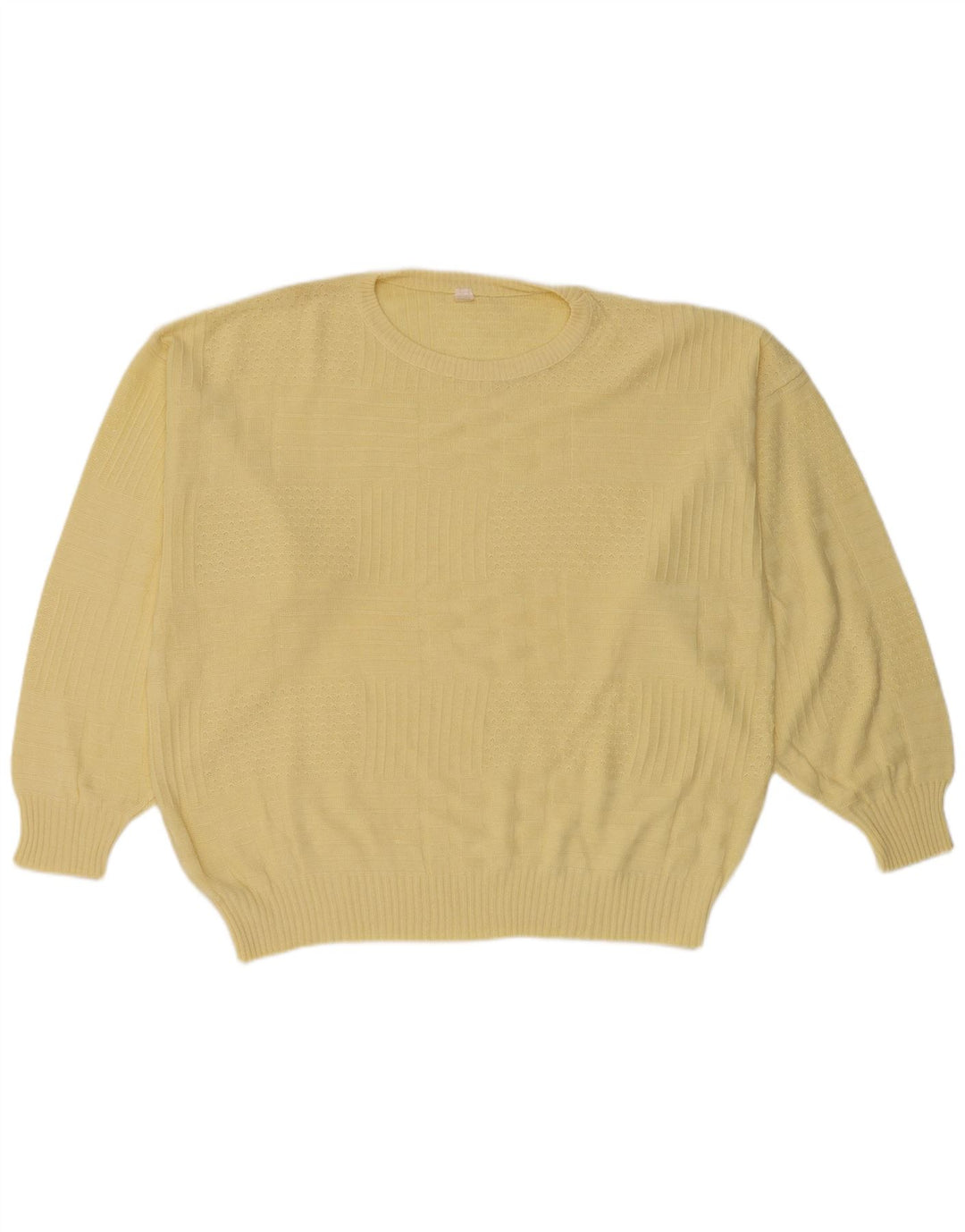Maglione girocollo da uomo vintage IT 50 poliacrilico giallo medio