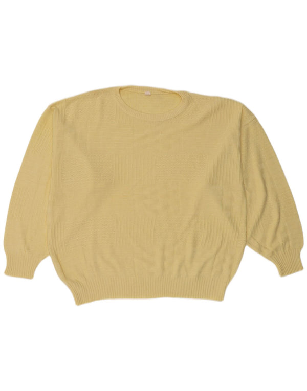 Maglione girocollo da uomo vintage IT 50 poliacrilico giallo medio