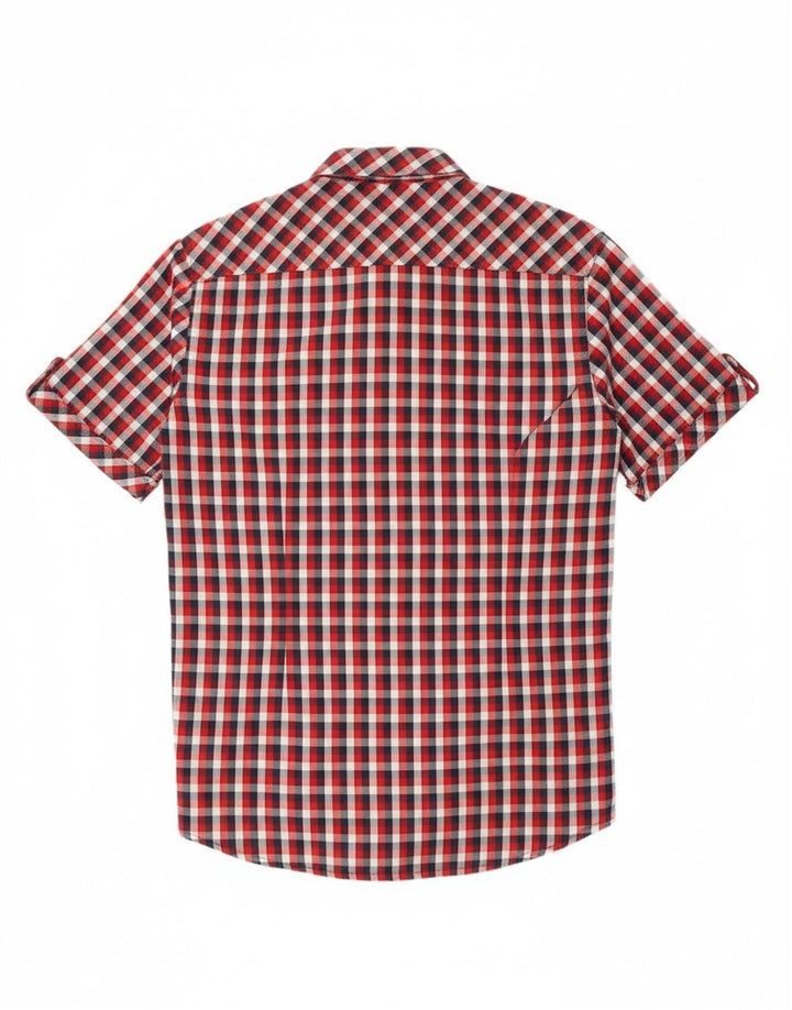 CONBIPEL Mens Tailored Fit Short Sleeve Shirt Large Red Check