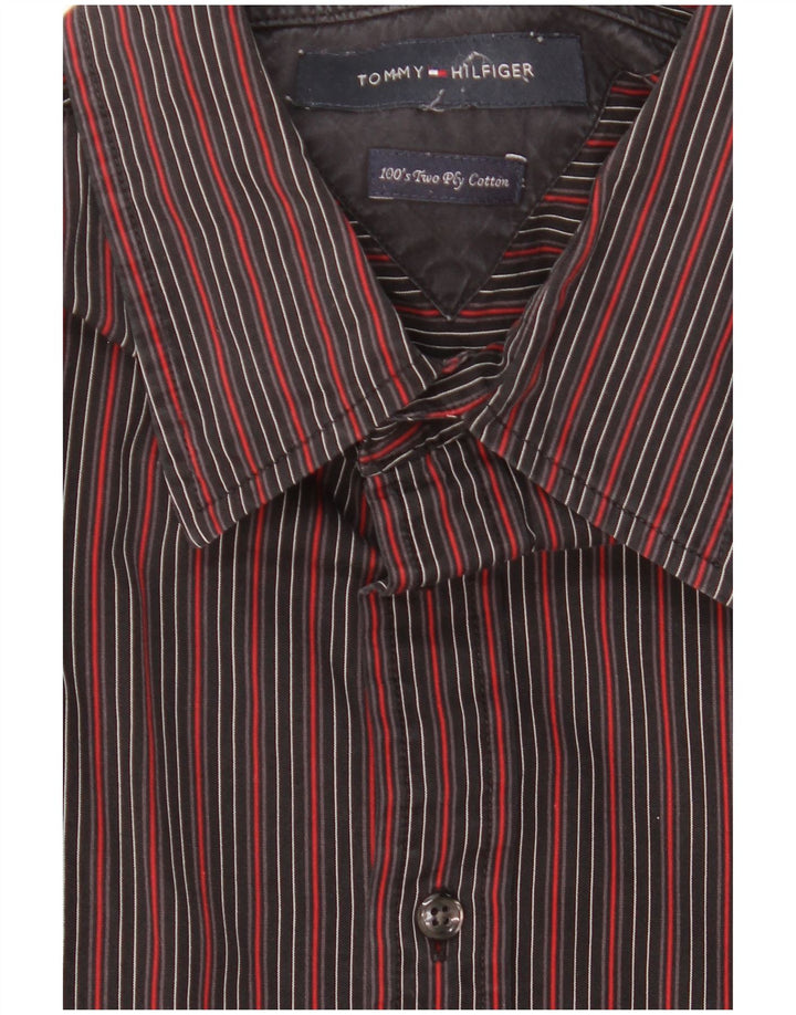 TOMMY HILFIGER Camicia da uomo in cotone a righe nere medie