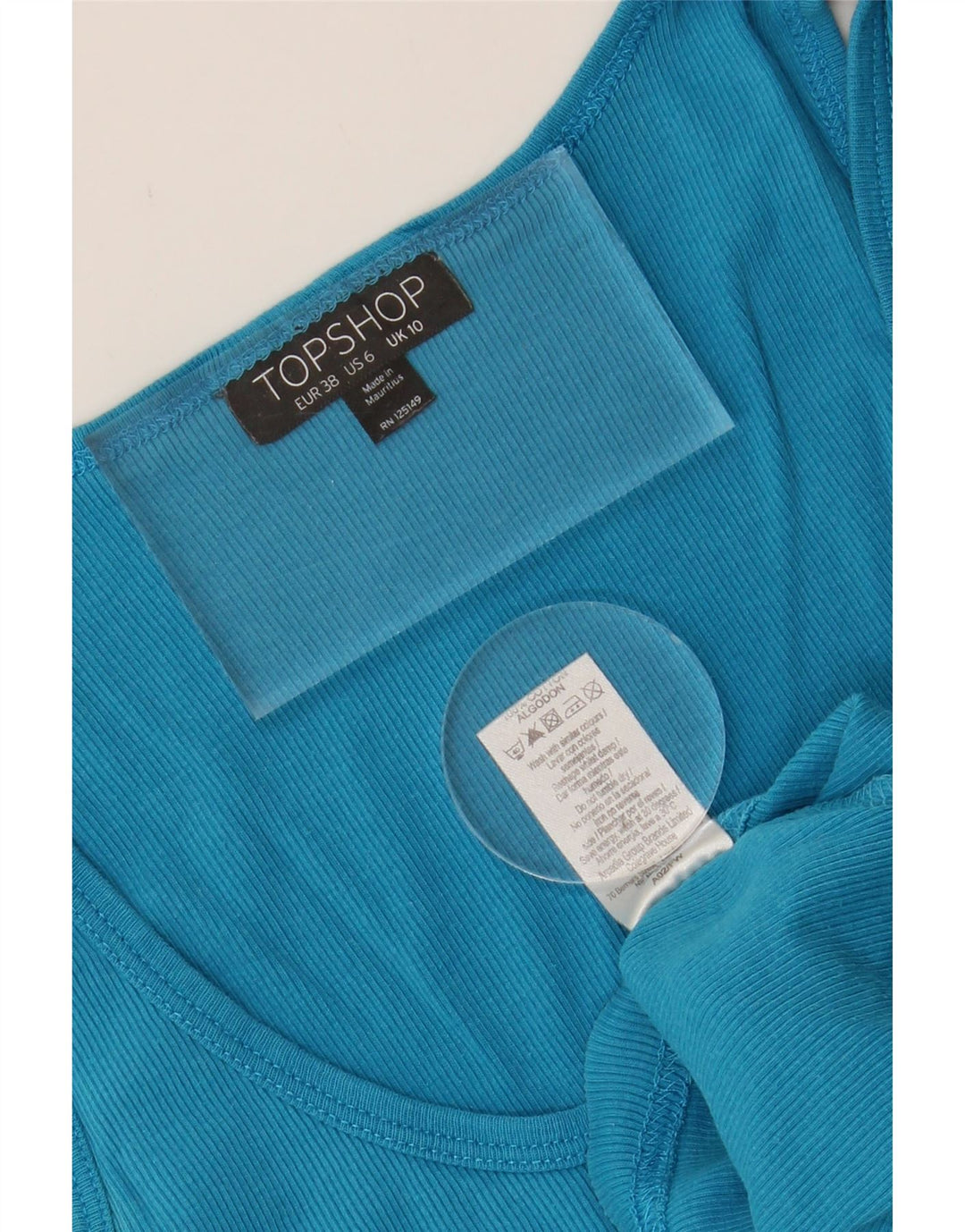 TOPSHOP Womens Vest Top UK 10 Small Blue Cotton Vintage Topshop and Second-Hand Topshop from Messina Hembry 