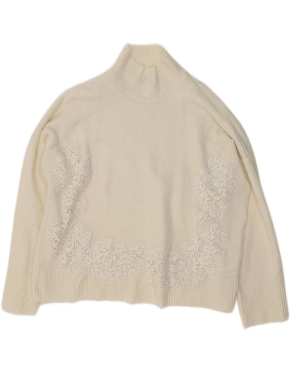 Maglione maglione a collo alto da donna Marks & Spencer UK 18 XL Beige floreale