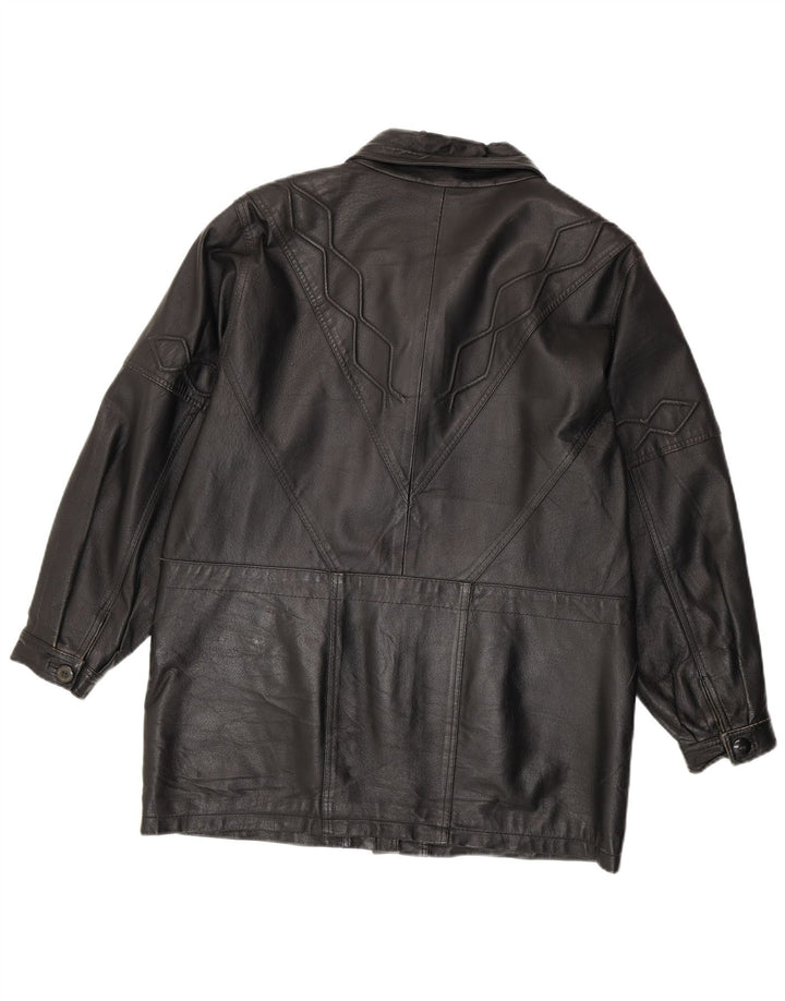 Giacca in pelle vintage da donna UK 16 grande in pelle nera