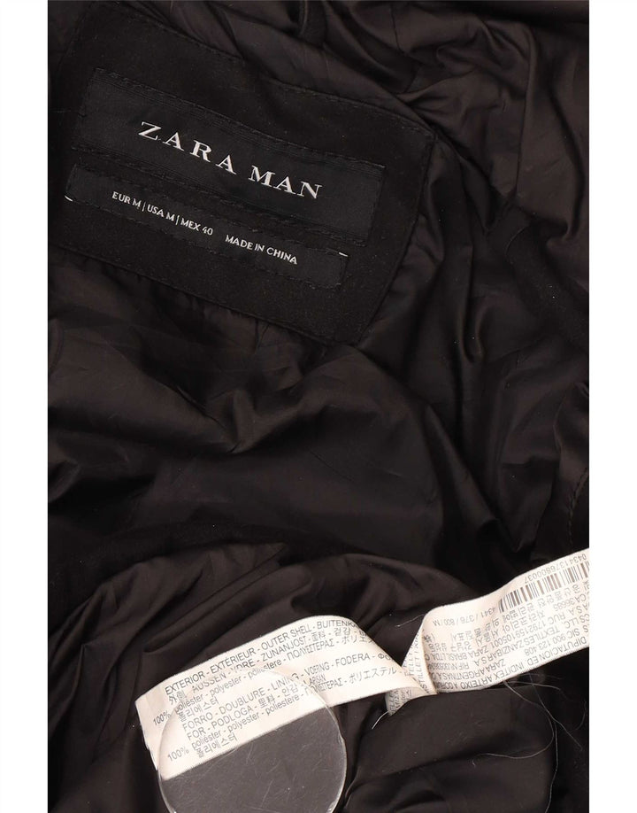Giacca imbottita con cappuccio da uomo Zara UK 38 poliestere nero medio