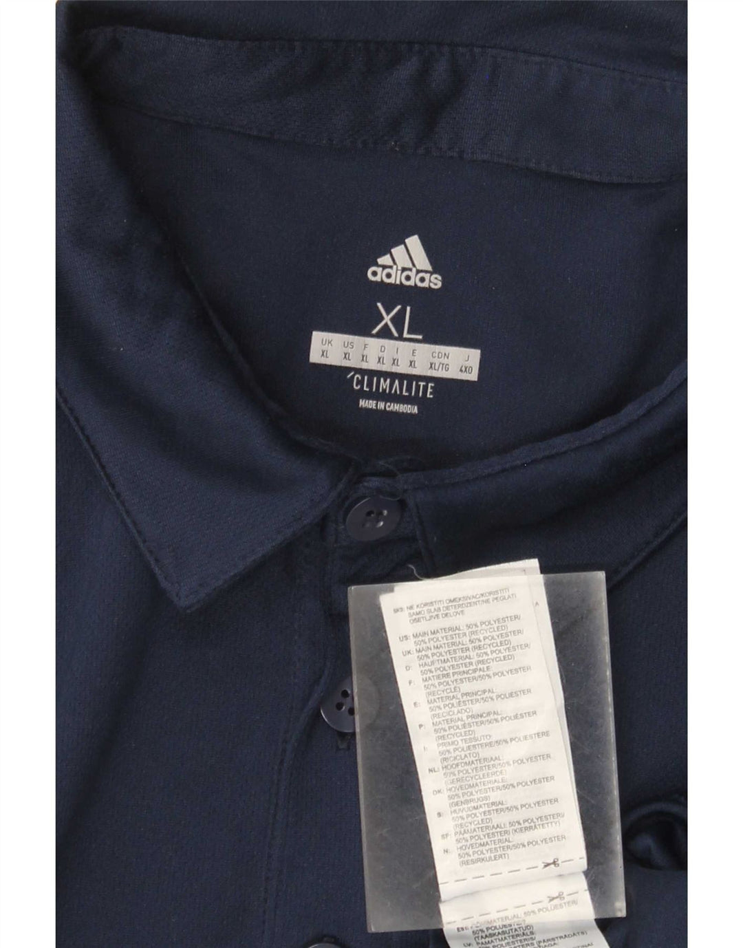 Polo Adidas Climalite da uomo XL in poliestere blu navy